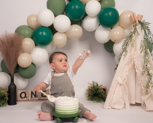 groene ballonnenboog cakesmash