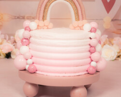 roze balletjes taart